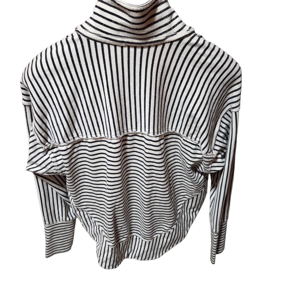 Anthropologie Pilcro Spliced Henley Top Black White Striped Size Small - Picture 3 of 8